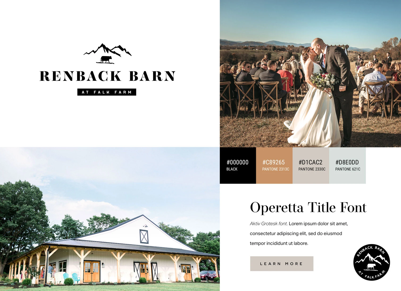Renback Barn brand identity and wedding venue applications