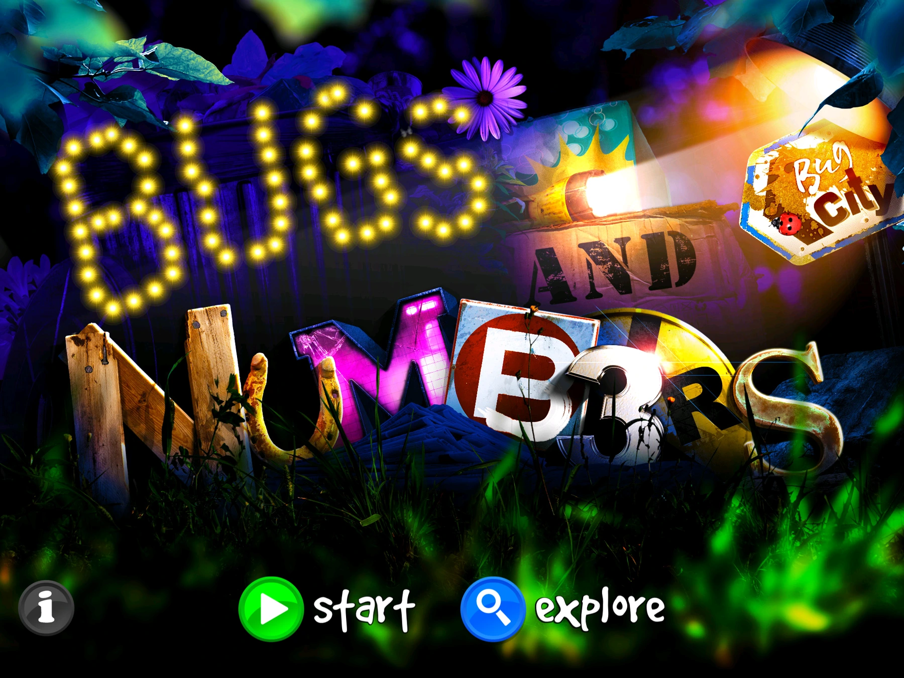 Bugs & Numbers illuminated title screen